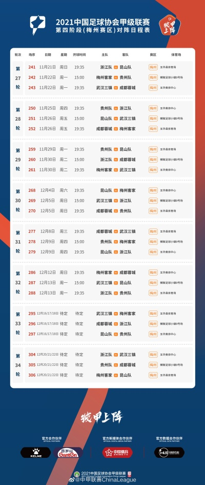 2021年5大联赛赛程表一览